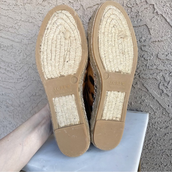 J. CREW NWOT Tan & Brown Leopard Calf Hair Espadrilles Sneaker Flats Sz 7 - Picture 10 of 11